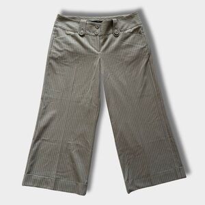 Express Design Studio Editor Cropped Pinstripe Pants Beige Brown Vintage Y2K
